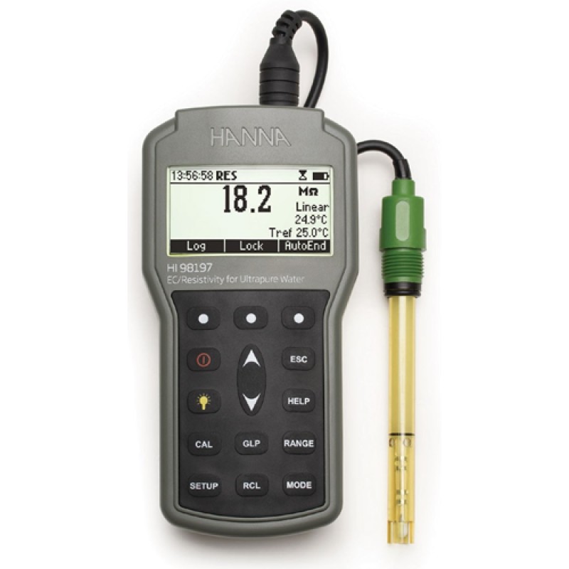 Waterproof Instruments Hanna Instruments HI98197 Ultra Pure Water EC / Resistivity Waterproof ...
