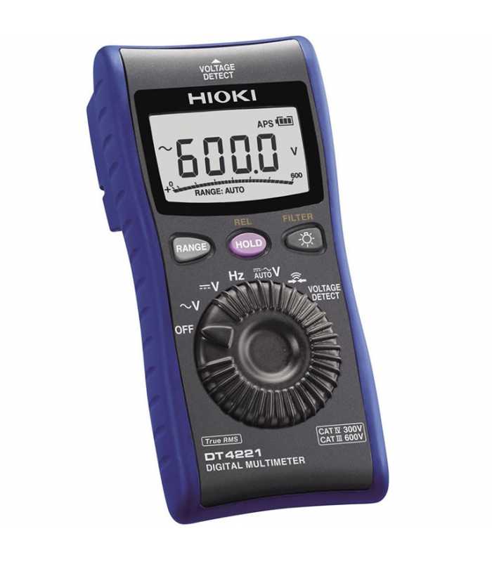 Hioki DT4200 [DT4221] True-RMS Pocket-Sized Digital Multimeter, 600V AC/DC with Voltage Measurements Only