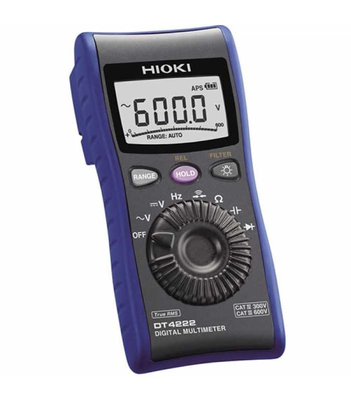 Hioki DT4200 [DT4222] True-RMS Pocket-Sized Digital Multimeter, 600V AC/DC with Capacitance & Resistance