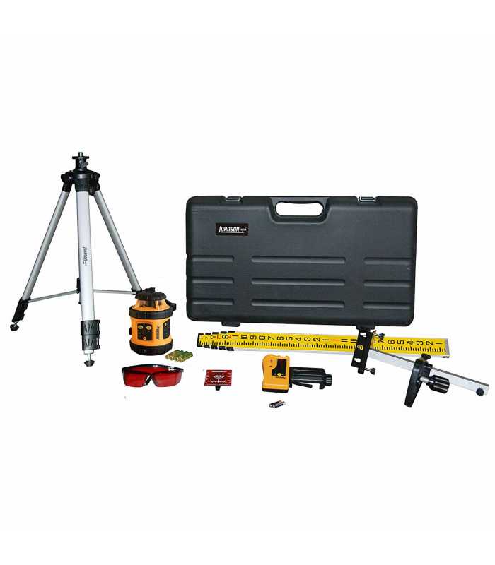 Johnson Level 406517 [40-6517] Self-Leveling Rotary Laser with Laser Receiver, Wall Mount, Tripod and Grade Rod