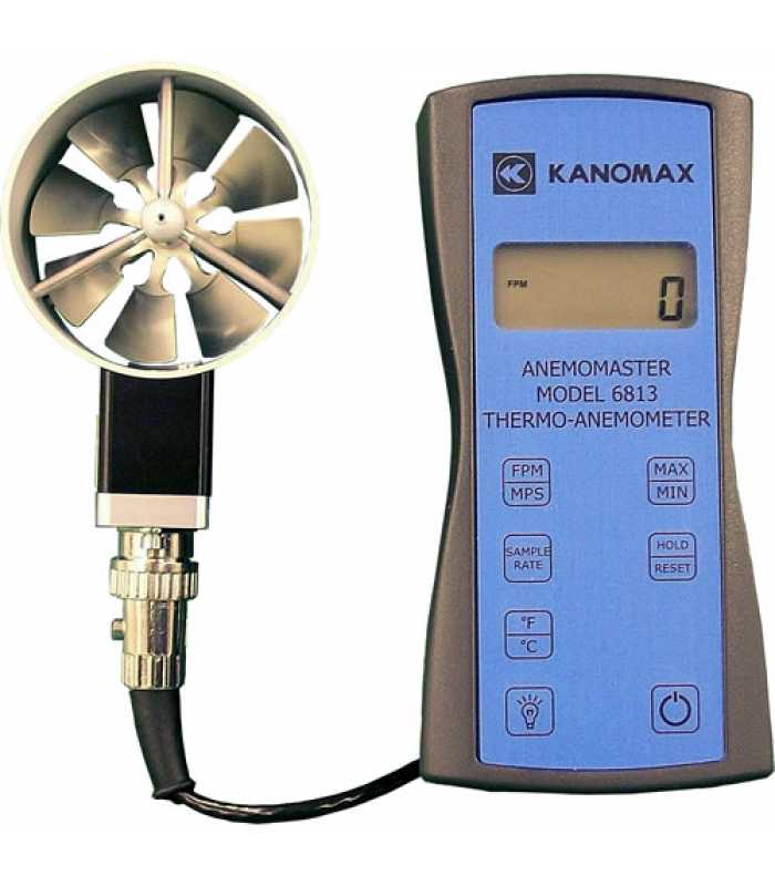 Kanomax 6800 [6813-S] Anemomaster APT Velocity and Temperature Rotating Vane Anemometer, LCD Display