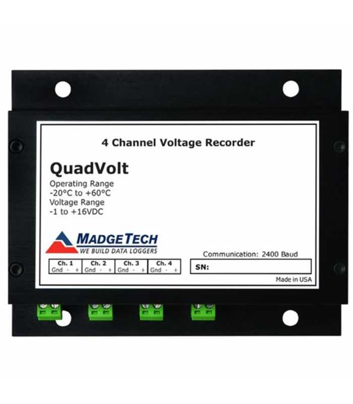 MadgeTech QuadVolt [QuadVolt-100mV] ±100mV 4 Channel, Low Level DC Voltage Recorder