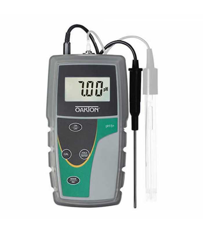 OAKTON pH 5+ [WD-35613-50] pH / Temperature Meter w/ ATC Probe, Rubber Boot and Batteries