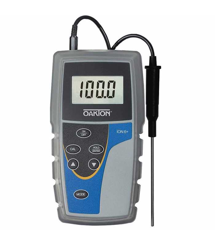 OAKTON Ion 6+ [WD-35613-80] Ion / pH / mV / Temperature Meter w/ATC Probe, Rubber Boot, and Batteries