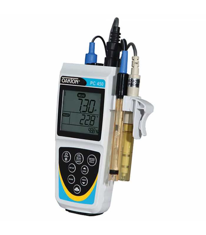 OAKTON PC 450 [WD-35630-12] Portable pH / mV / Conductivity / TDS / Salinity / Temperature Meter w/ pH and Conductivity Probes