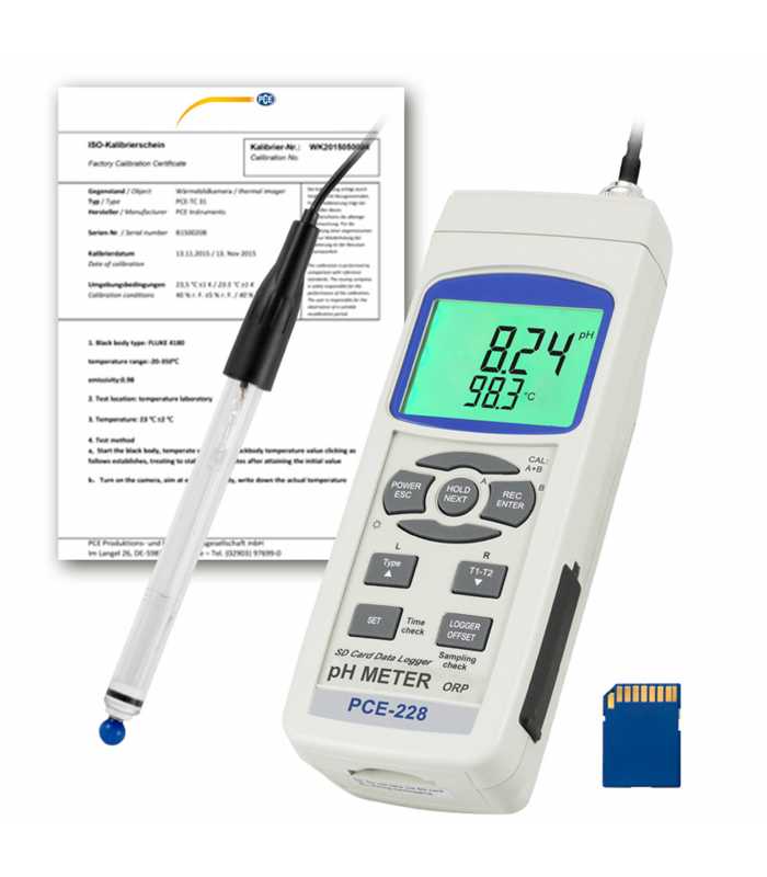 PCE Instruments PCE-228HTE-ICA [PCE-228HTE-ICA] pH, Redox and Temperature Meter w/ ISO Calibration Certificate