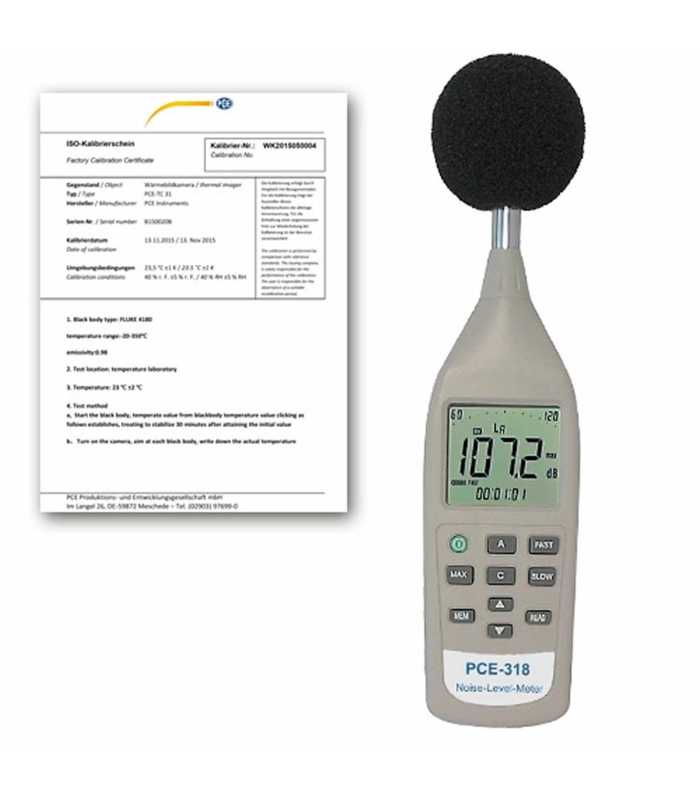 PCE Instruments PCE-318 [PCE-318-ICA] Sound Level Meter with ISO Calibration Certificate