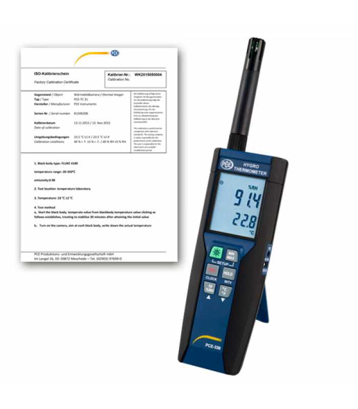 PCE Instruments PCE-330 [PCE-330-ICA] Multifunction Temperature Meter W/ ISO Calibration Certificate