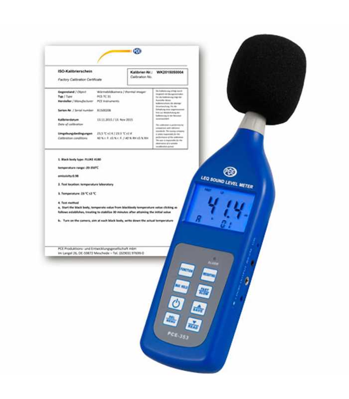 PCE Instruments PCE-353 [PCE-353-ICA] Sound Level Meter with ISO Calibration Certificate