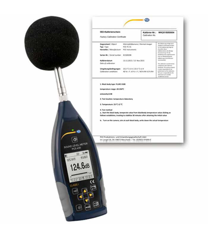PCE Instruments PCE-430 [PCE-430] Class 1 Data Logging Sound Level Meter with Certificate