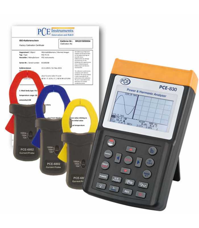 PCE Instruments PCE8302ICA [PCE-830-2-ICA] Three Phase Power Data Logger Meter w/ 3x PCE-6802 Current Probe (1000A) and ISO Calibration Certificate