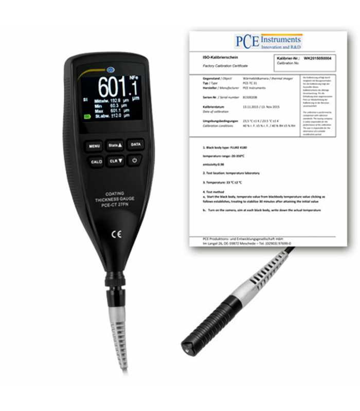 PCE Instruments PCE-CT 27FN [PCE-CT 27FN-ICA] Ultrasonic Thickness Gauge with ISO Calibration Certificate