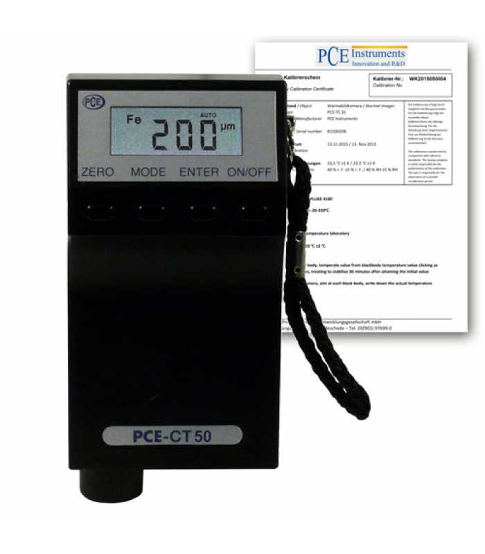 PCE Instruments PCE-CT 50 [PCE-CT 50-ICA] Ultrasoic Coating Thickness Gauge w/ ISO Calibration Certificate
