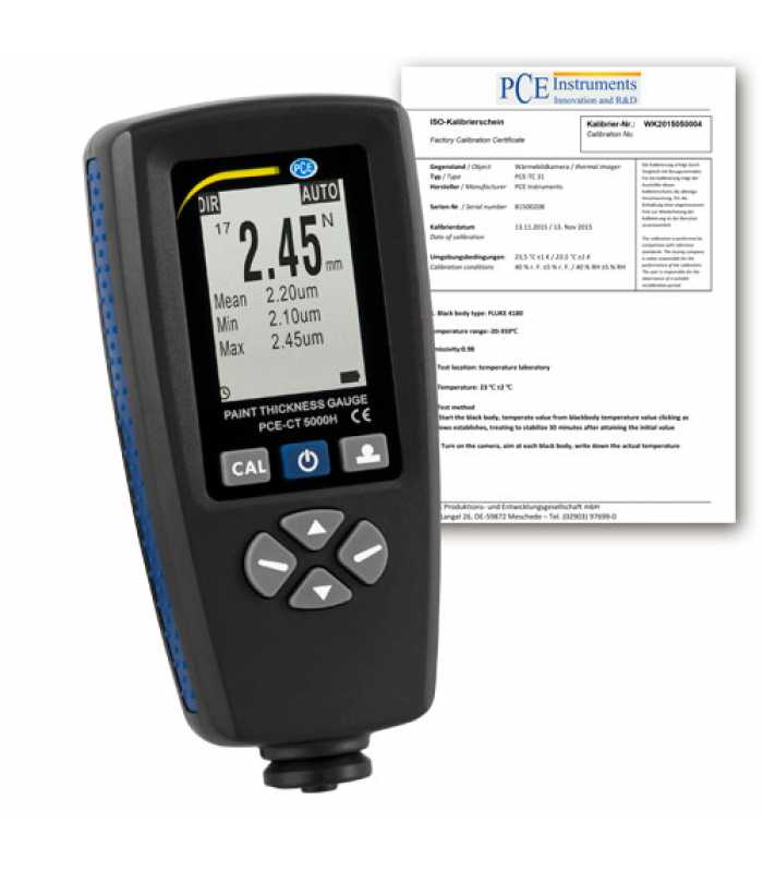 PCE Instruments PCE-CT 5000H-ICA [PCE-CT 5000H-ICA] Ultrasonic Coating Thickness Gauge w/ ISO Calibration Certificate