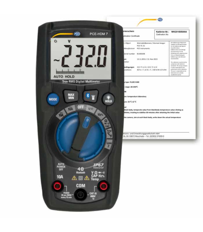 PCE Instruments PCE-HDM 7 [PCE-HDM 7-ICA] Digital Multimeter w/ ISO Calibration Certificate