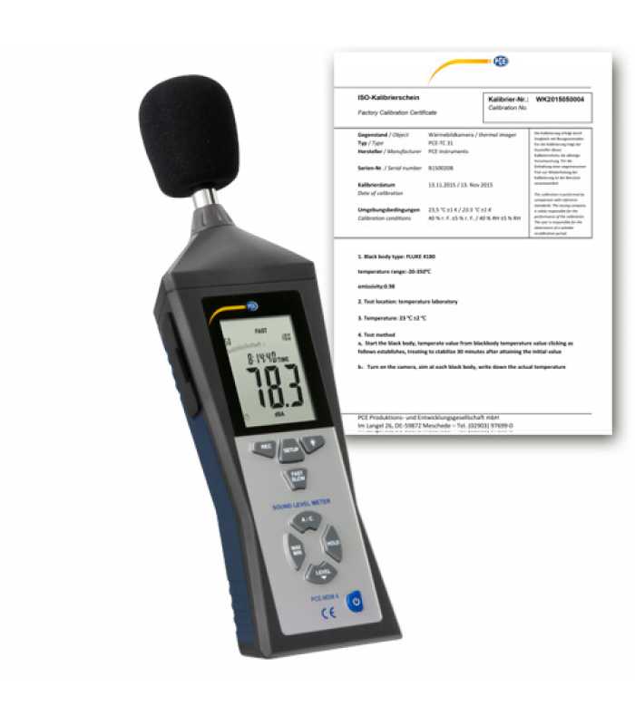 PCE Instruments PCE-MSM 4 [PCE-MSM 4-ICA] Sound Level Meter w/ ISO Calibration Certificate