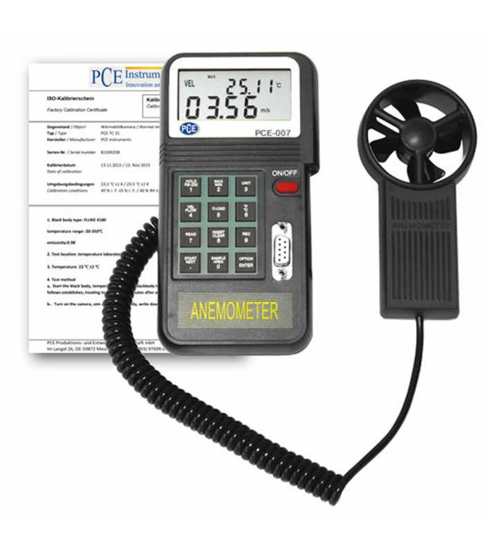 PCE Instruments PCE007 [PCE-007-ICA] Air Velocity Meter w/ ISO Cal Certificate