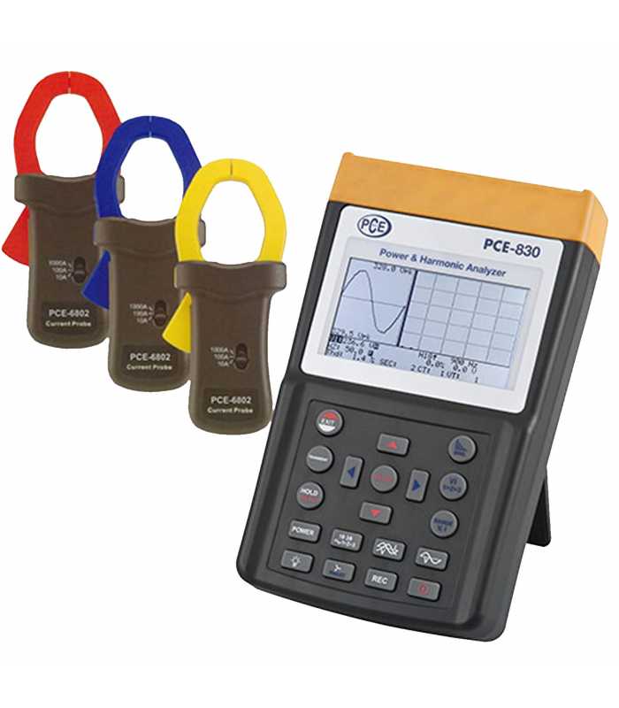 PCE Instruments PCE8302 [PCE-830-2] Three Phase Power Data Logger Meter w/ 3x PCE-6802 Current Probe (1000A)