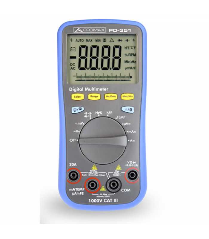 Promax PD35X Series [PD-351] Digital Multimeter 750VAC / 1000VDC 40 Hz to 10 kHz w/ Bluetooth Connectivity