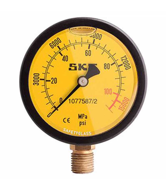 SKF 1077587 [1077587/2] Analog Pressure Gauge, Accuracy 1,6% of Full Scale, G1/2, 0 - 100 MPa (0 -14500 PSI)