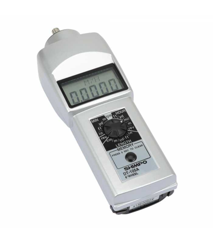Shimpo DT-100A [DT-105A] Digital Contact Tachometer with LCD Display and 6" Circumference Wheel