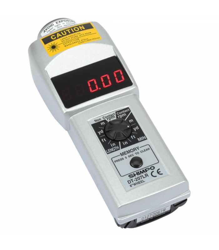 Shimpo DT200LR [DT-207LR] Contact / Non-Contact Tachometer with LED Display and 6" Circumference Wheel