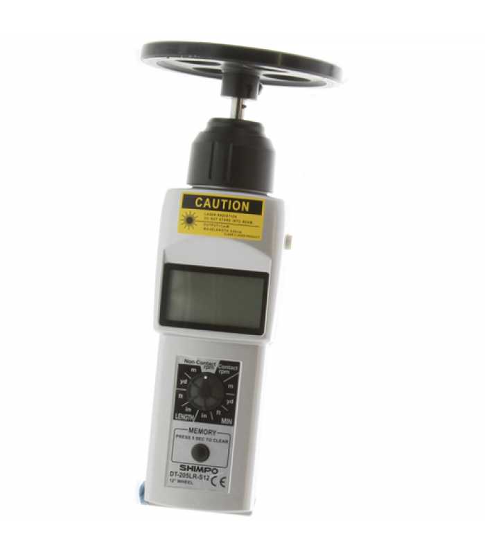 Shimpo DT-200LR [DT-205LR] Contact / Non-Contact Tachometer with LCD Display and 12" Circumference Wheel