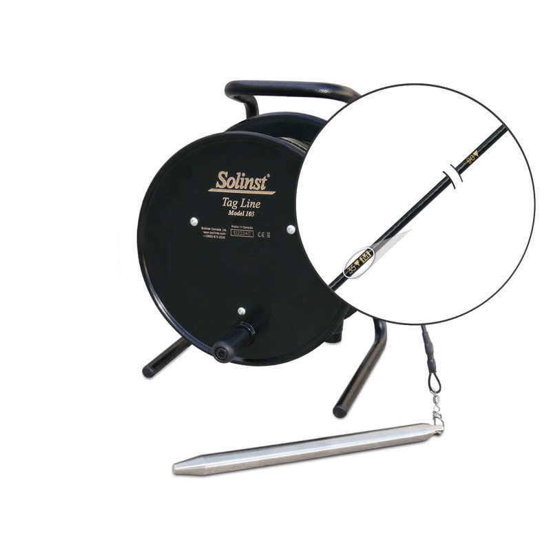 Solinst Model 103 [106172] Wireline Tag Line With  3/4" x 1 ft. (19 mm x 30 cm) Weight & Metric Increments, 100m