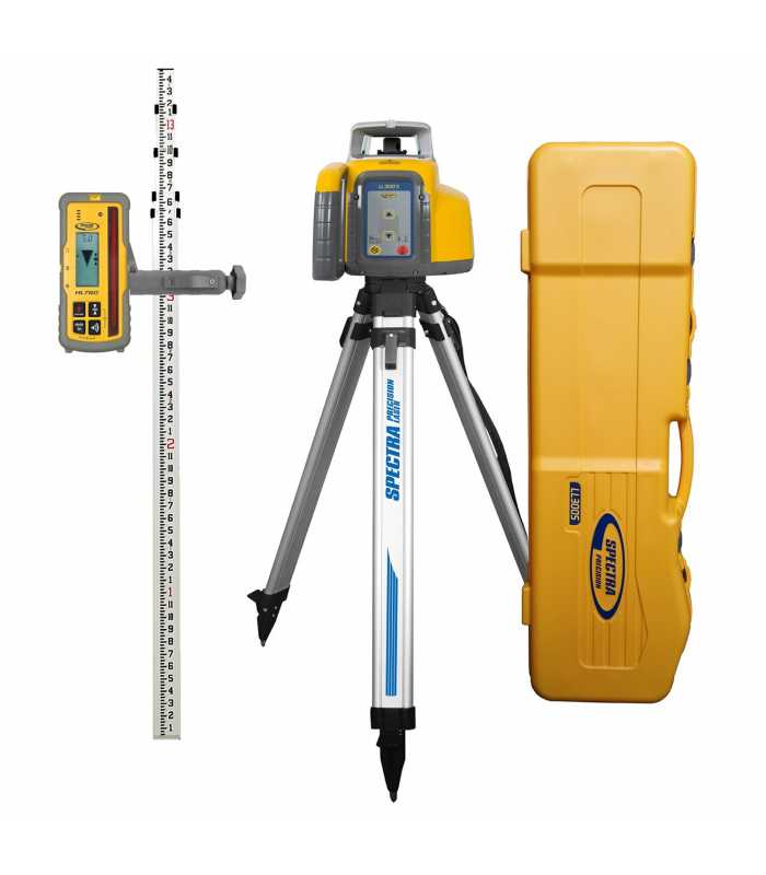 Spectra Precision LL300S [LL300S-5] Grade-Matching Self-Leveling Laser w/ HL760 Receiver, Rechargeable Batteries, Tripod & Rod (Cut-Fill)