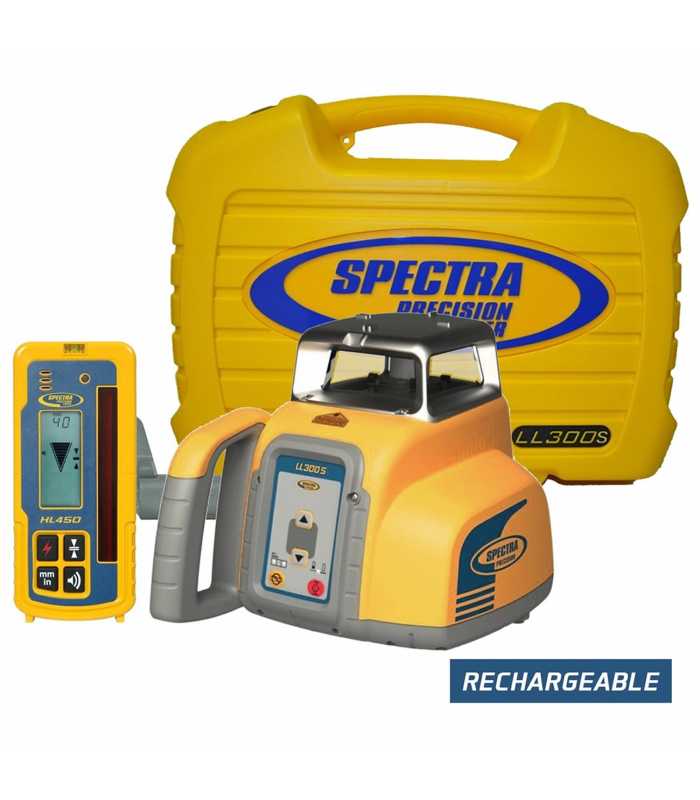 Spectra Precision LL300S [LL300S-4] Grade-Matching Self-Leveling Laser w/ HL450 Receiver & Rechargeable Batteries