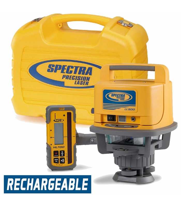 Spectra Precision LL500 [LL500-4] Self-Leveling Laser w/ HL700 Receiver & Rechargeable Batteries