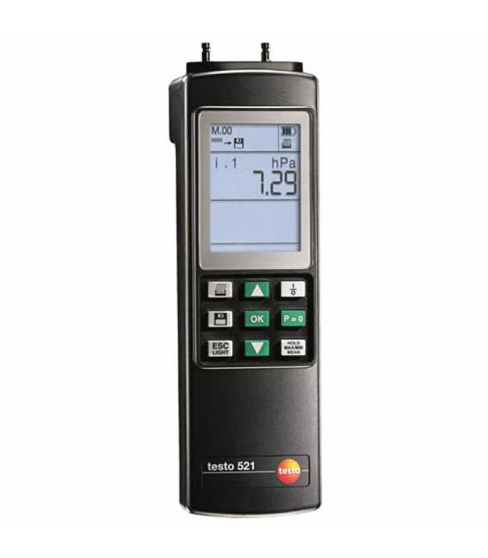 Testo 521-1 [0560 5210] High Precision Differential Pressure Meter, 0 to 100 hPa, 0.2 hPa