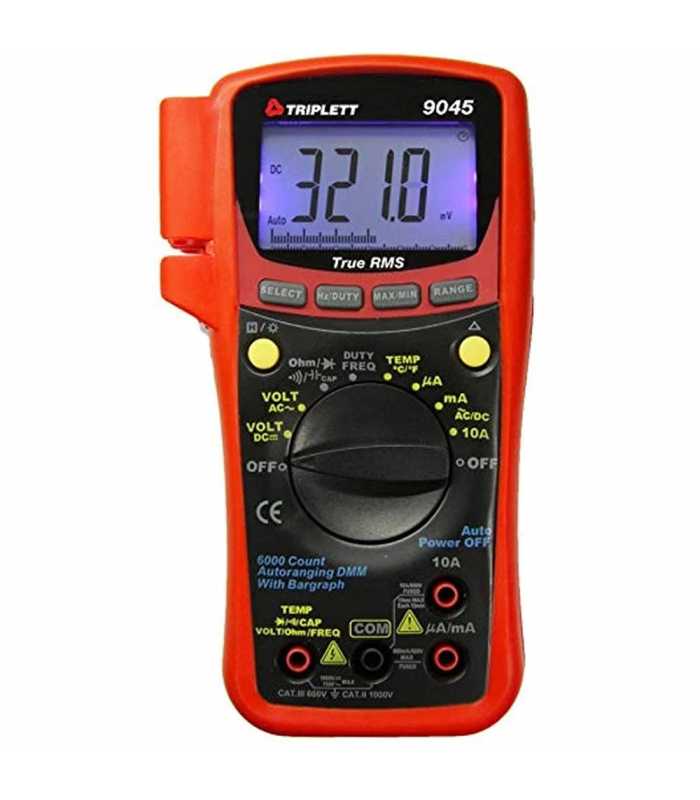 Triplett 9045 [9045] True-RMS AC/DC Digital Multimeter with Temperature, Capacitance, and Frequency, CAT III 600V