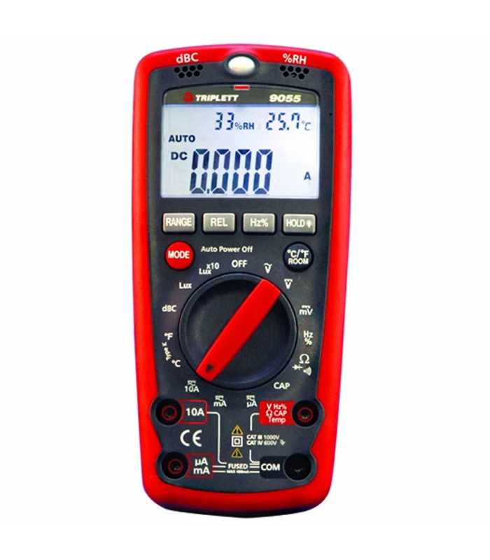 Triplett 9055 [9055] 6-in-1 Autoranging Digital Multimeter with Sound, Light, Temperature and Humidity, CAT IV 600V
