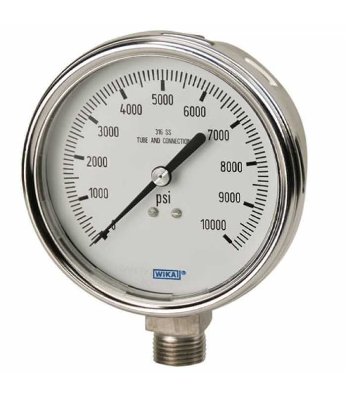 WIKA 232.54 [232.54.25-C100PX-N2LM] Pressure Gauge, 2-1/2" Dial Size, 1/4 inch NPT male, -30 inHg to 100 psi