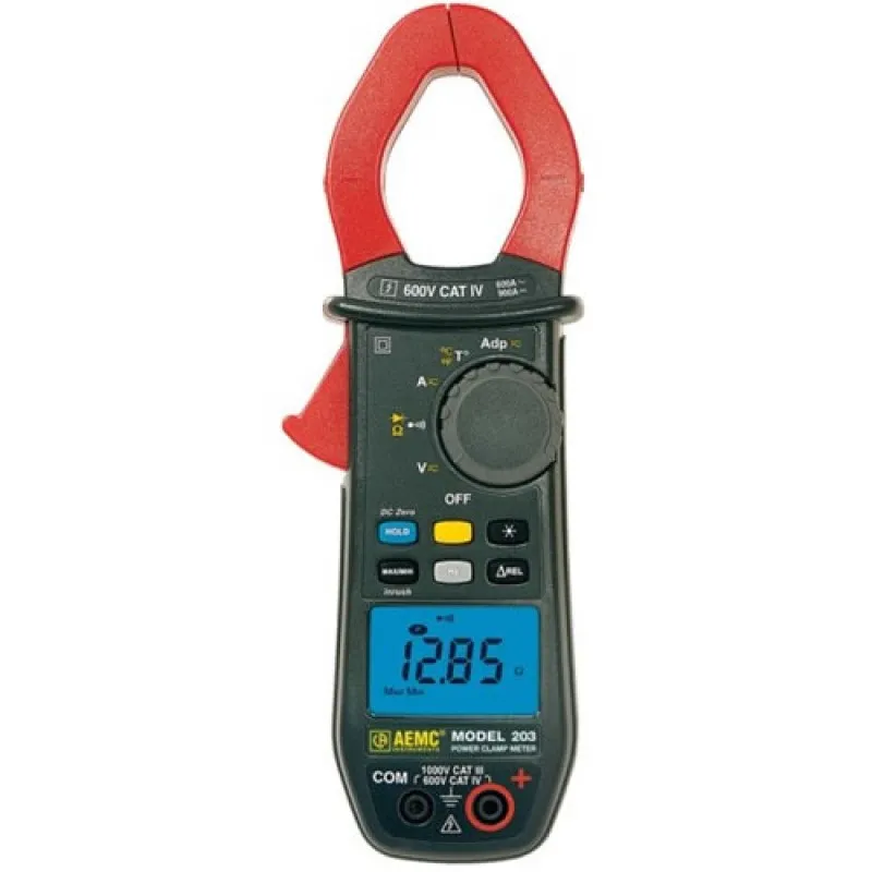 AEMC 203 [2139.12] TRMS Clamp-on Meter, 1000VAC / DC, 600AAC / 900ADC, Ohms, Continuity, Temperature