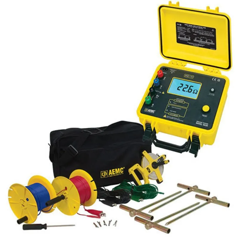 AEMC 4620 KIT-500FT [2135.21] 4-Point Digital Ground Resistance Tester Kit with 500ft Leads for 4-Point Testing