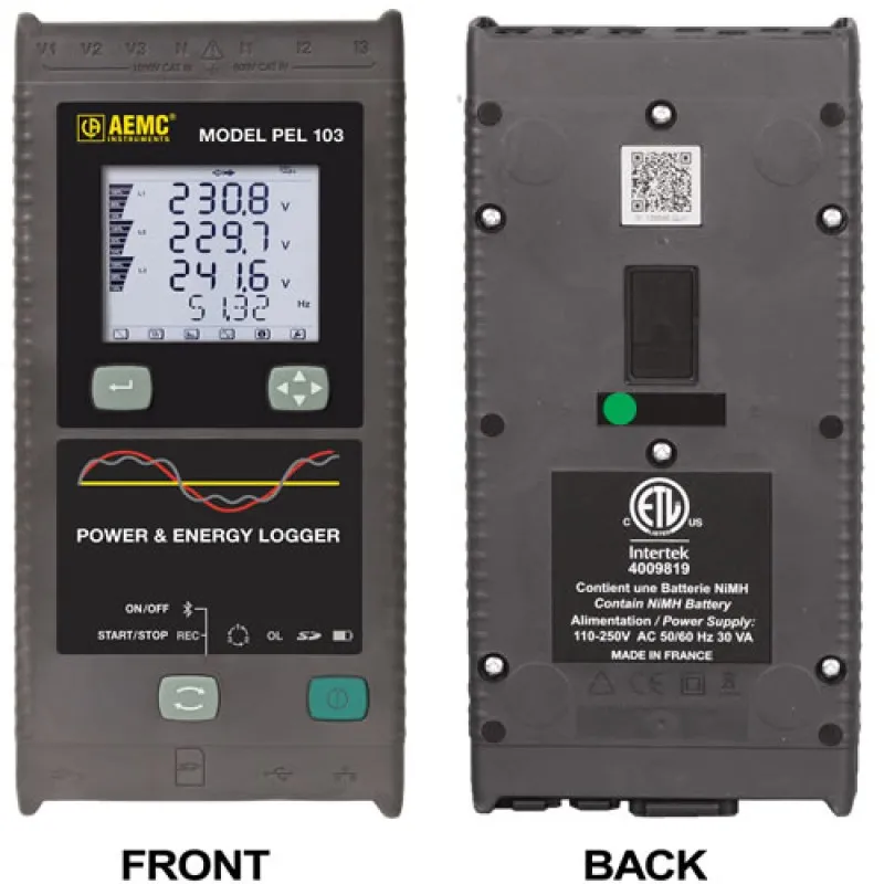 AEMC PEL 103 Basic [2137.62] Single/Three-Phase Power & Energy Logger  (with LCD, no sensors)