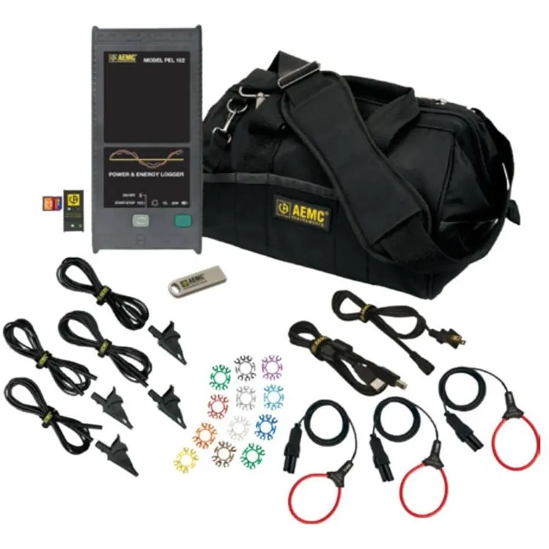 AEMC PEL 102 [2137.51] Single/Three-Phase Power & Energy Logger  (no LCD, w/3 MA193-10-BK sensors)