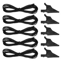 AEMC 2140.43 Replacement Test Leads, Black, 10 ft. (3M), Set of 5 with 5 Black Alligator Clips