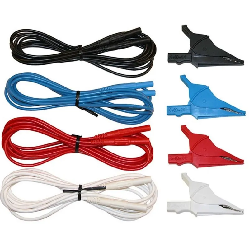 AEMC 2140.64 Test Leads with Alligator Clips, Set of 4, Colour Coded, 10ft (3m)