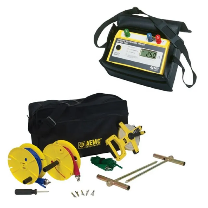 AEMC 3640 KIT-300FT [2135.36] 3-Point Digital Ground Resistance Tester Kit, w/300' Color-Coded Leads