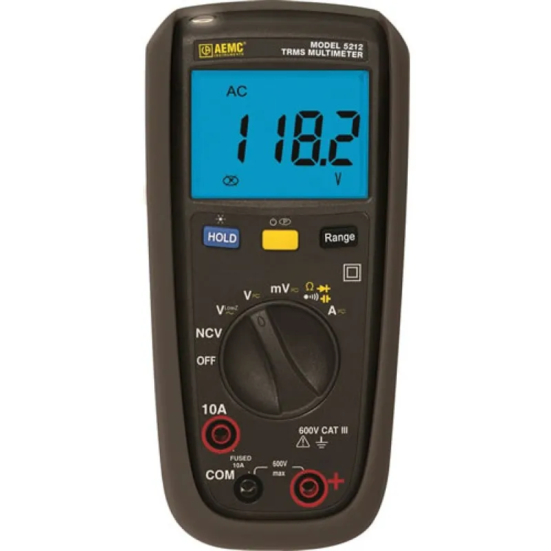 AEMC 5212 [2154.07] True-RMS Digital Multimeter, 4000-cts, NCV, V, A, AC/DC, Ohm, Auto Hold