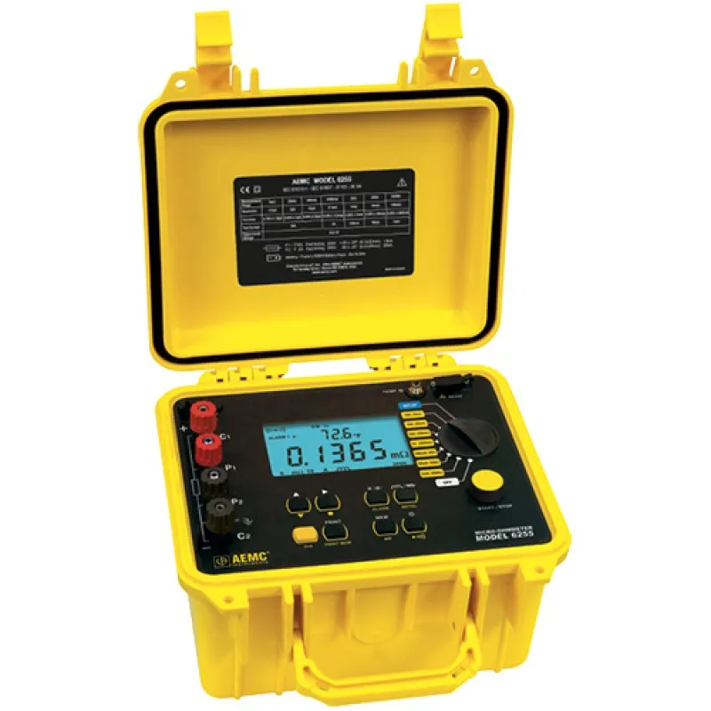AEMC 6255 [2129.84] Micro-Ohmmeter 10A, Instantaneous, Continuous, Multiple Test, Manual/Auto Temperature Compensation