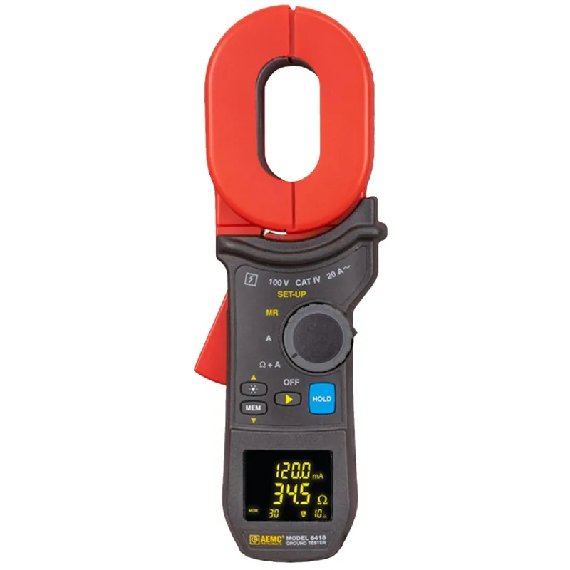 AEMC 6418 [2141.03] Clamp-On Ground Resistance Tester with Alarm, Memory and Oblong Jaws