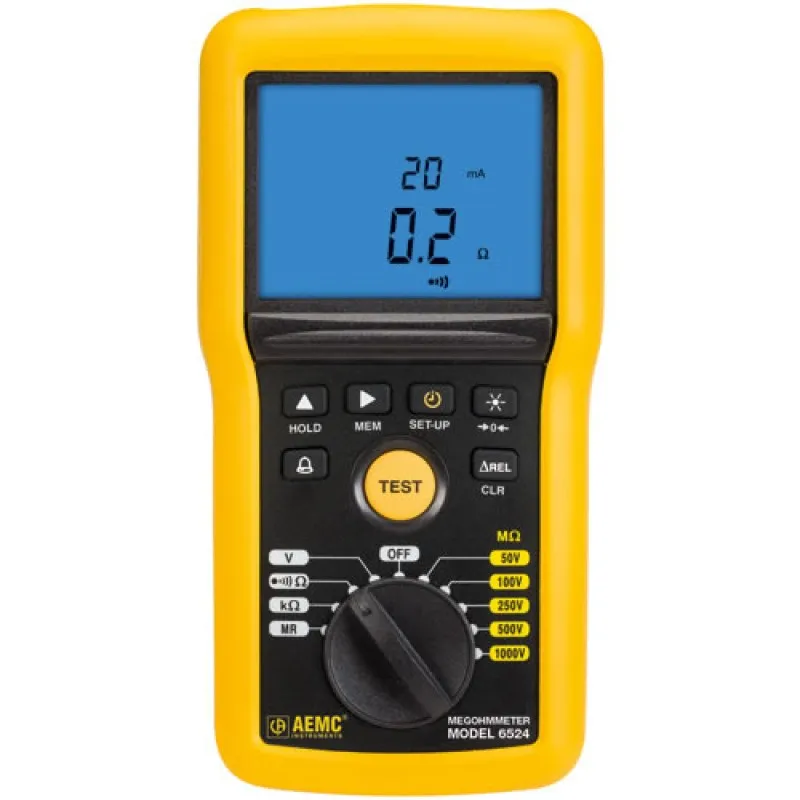 AEMC 6524 [2155.52] Digital Megohmmeter, 50V-1000V w/ Analog Bargraph, Alarm and Memory*DISCONTINUED SEE 6526*