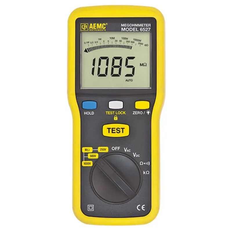 AEMC 6527 [2126.53] 2Digital Handheld Megohmmeter w/ AC/DC Voltmeter & Continuity Testing, 1000V Max Test Voltage