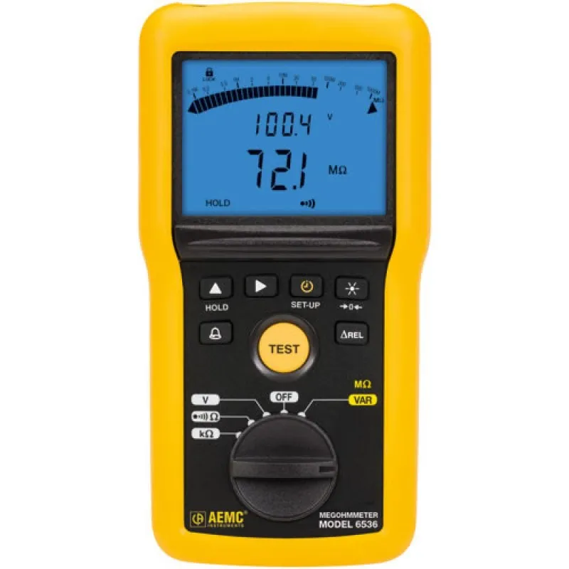 AEMC 6536 [2155.56] Digital Megohmmeter  w/Analog Bargraph, Alarm, Variable 10 to 100V, Ohm, Continuity, V, kΩ)