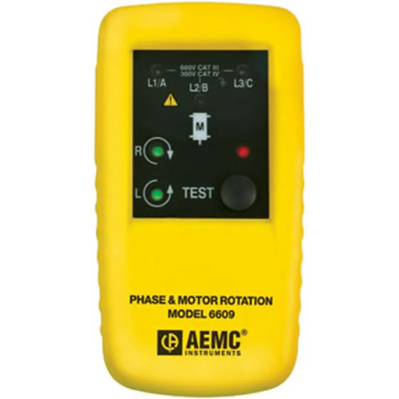 AEMC 6609 [2121.11] Battery-Powered Phase & Motor Rotation Meter, 40 to 600VAC Operating Voltage