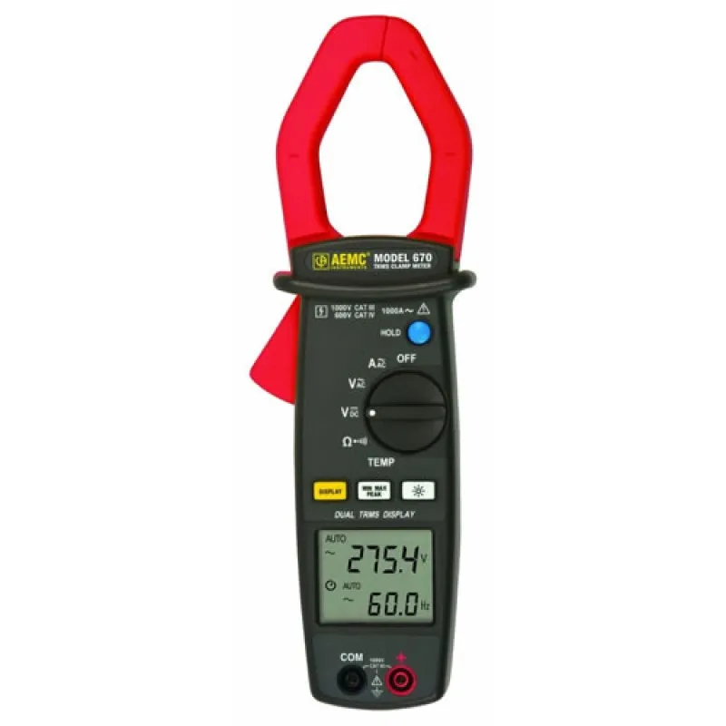 AEMC 670 [2117.49] 1000AAC, 1400VDC Dual Display Clamp-on Meter, 1.65" Jaw Size